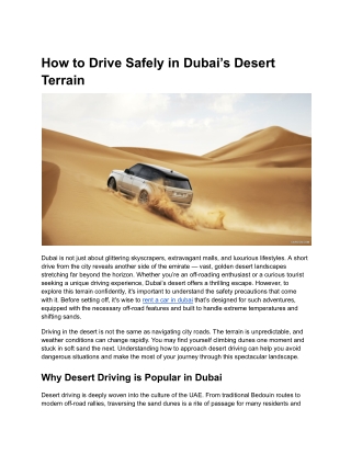 How to Drive Safely in Dubai’s Desert Terrain