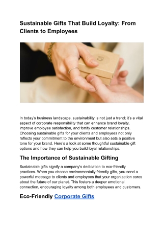 Sustainable Gifts That Build Loyalty_ From Clients to Employees