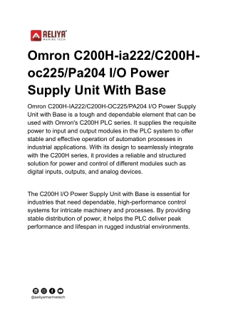 Omron C200H-ia222-C200H-oc225-Pa204 I-O Power Supply Unit With Base