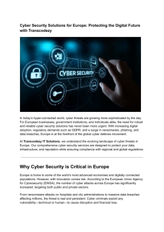 Cyber Security Solutions for Europe_ Protecting the Digital Future with Transcodezy