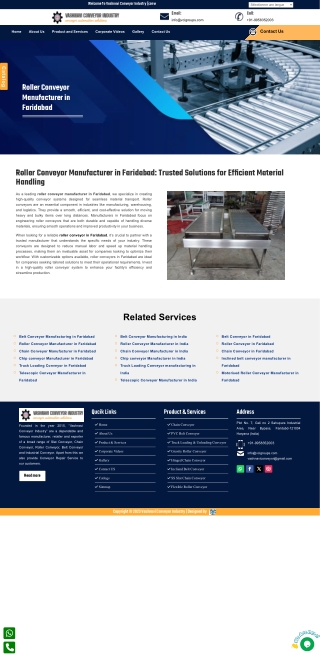 Premier Roller Conveyor Solutions in Faridabad