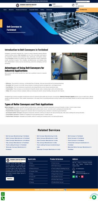 Your Trusted Source for Belt Conveyors in Faridabad