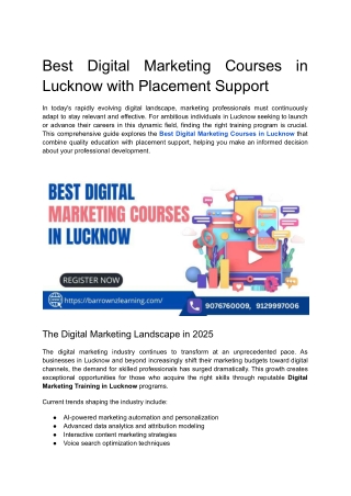 Best Digital Marketing Courses in Lucknow with Placement Support