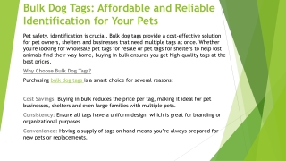 Bulk Dog Tags: Affordable and Reliable Identification for Your Pets