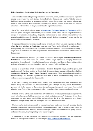 Kriva Associates - Architecture Designing Services in Coimbatore