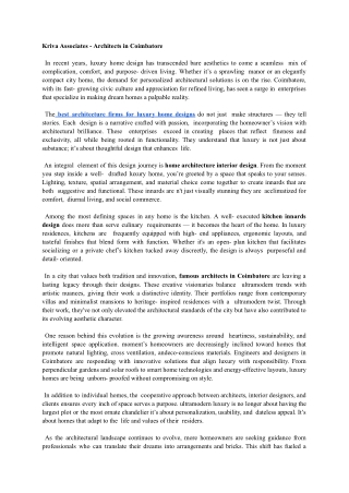 Kriva Associates - Architects in Coimbatore