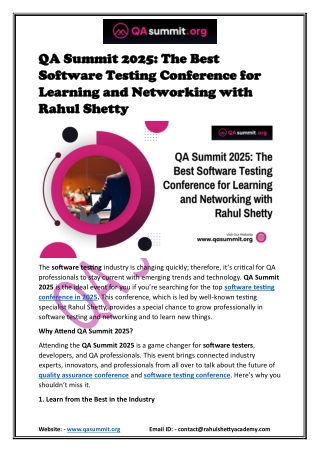 QA Summit 2025: The Best Software Testing Conference for Learning and Networking