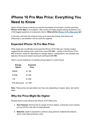 iPhone 16 Pro Max Price