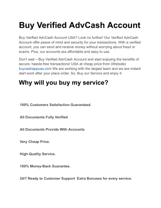 Buy Verified AdvCash Account