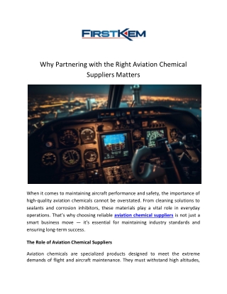 Why Partnering with the Right Aviation Chemical Suppliers Matters