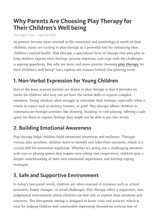 Why Parents Are Choosing Play Therapy for Their Children’s Wellbeing