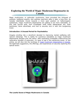 Exploring the World of Magic Mushroom Dispensaries in Canada