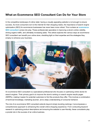 What an Ecommerce SEO Consultant Can Do for Your Store