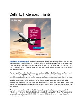 Delhi to Hyderabad Flights