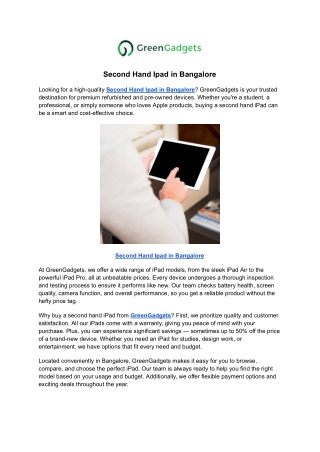 Second Hand Ipad in Bangalore