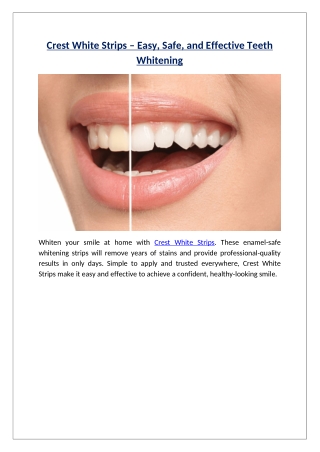 Crest White Strips – Easy, Safe, and Effective Teeth Whitening
