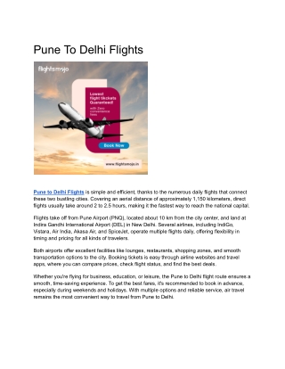 Pune to Delhi Flights