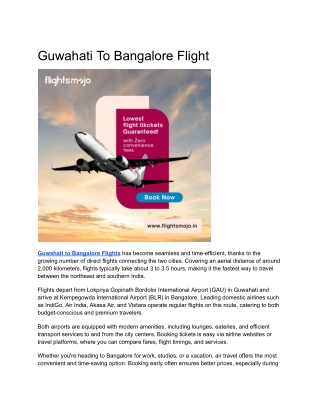 Guwahati to Bangalore Flights