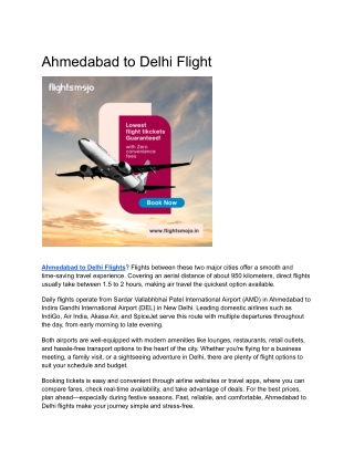 Ahmedabad to Delhi Flights