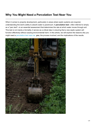 Why You Might Need a Percolation Test Near You