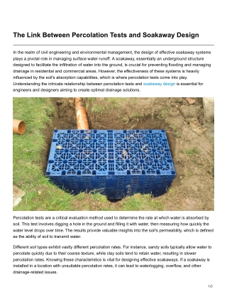 The Link Between Percolation Tests and Soakaway Design