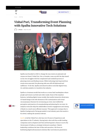 Vishal Puri, Transforming Event Planning with Spalba Innovative Tech Solutions