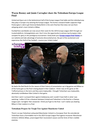 Wayne Rooney and Jamie Carragher share the Tottenham Europa League Final