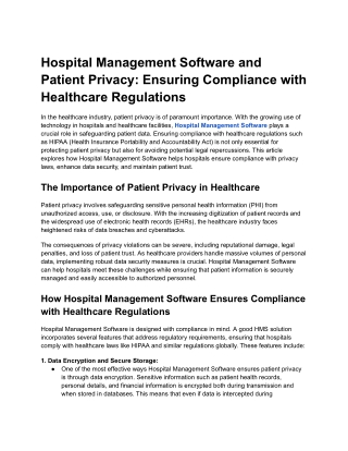 Hospital Management Software and Patient Privacy_ Ensuring Compliance with Healthcare Regulations