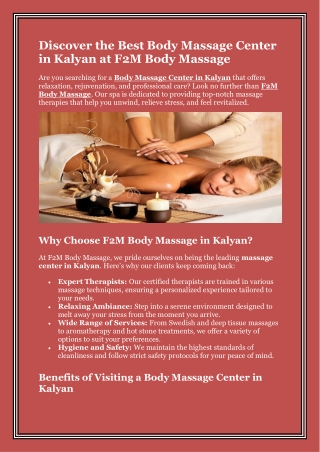 Best Body Massage Center in Kalyan