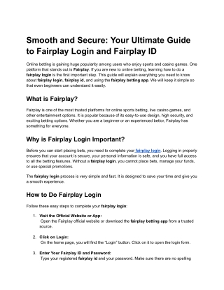 Smooth and Secure_ Your Ultimate Guide to Fairplay Login and Fairplay ID