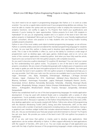 BTech Live CSE Major Python Engineering Projects in Vizag _ Btech Projects in Vizag