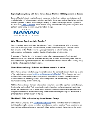 Exploring Luxury Living with Shree Naman Group_ The Best 2 BHK Apartments in Bandra
