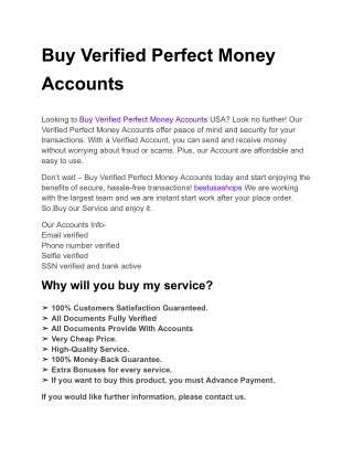 Buy Verified Perfect Money Accounts