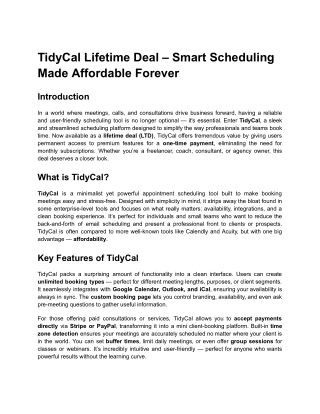 TidyCal Lifetime Deal