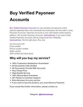 Buy Verified Payoneer Accounts