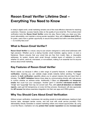 Reoon Email Verifier Lifetime Deal