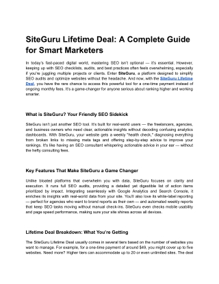 SiteGuru Lifetime Deal