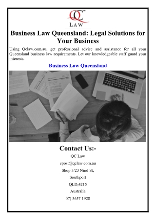 Business Law Queensland: Legal Solutions for Your Business