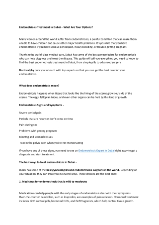 Endometriosis Treatment in Dubai