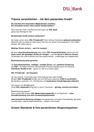 Träume verwirklichen – mit dem passenden Kredit!