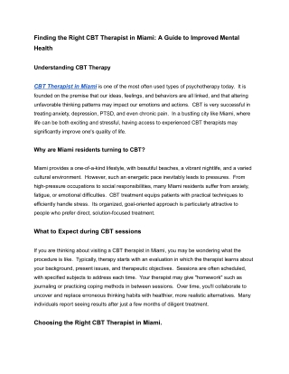 CBT Therapist in Miami