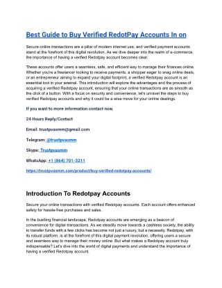 Best Guide to Buy Verified RedotPay Accounts In on