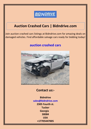 Auction Crashed Cars Bidndrive.com