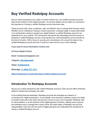 Purchasing a Verified RedotPay Account in the USA