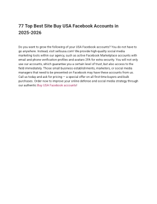 77 Top Best Site Buy USA Facebook Accounts in 2025-2026