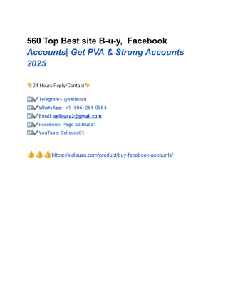 560 Top Best site B-u-y, Facebook Accounts_ Get PVA & Strong Accounts 2025