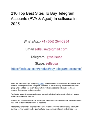 210 Top Best Sites To Buy Telegram Accounts (PVA & Aged) In sellsusa in 2025