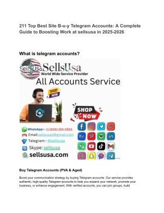 211 Top Best Site B-u-y Telegram Accounts_ A Complete Guide to Boosting Work at sellsusa in 2025-2026