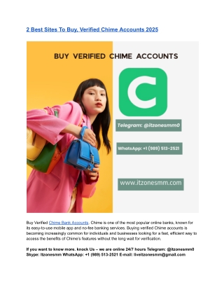 2 Best Sites To Buy, Verified Chime Accounts 2025