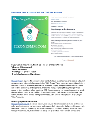 Buy Google Voice Accounts -100% Safe Old & New Accounts